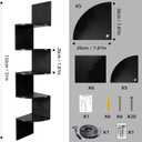HAAYOT Corner Shelf Wall Mounted: 5-Tier Floating Shelves with Lights for Living Room, Bedroom, Home Office, Black