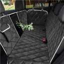 AULDEY Dog Car Seat Cover, Waterproof with Mesh Window and Storage Pocket, Durable Scratchproof Nonslip Dog Car Hammock with Universal Size Fits for Cars/Trucks/SUV (Black)