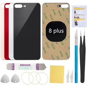 Rear Back Screen Glass Cover Replacement Compatible with iPhone 8 Plus 5.5-Inches All Carriers (Space Gray)