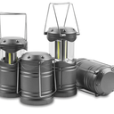 Lichamp LED Camping Lantern, 4 Pack Battery Powered Flashlight for Power Outages, Portable Collapsible Hanging Light Essential for Home, Outdoor, Emergency Lamp Survival Kit Gear for Hurricane, Gray