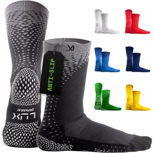 LUX Sports ProCleat Performance Grip Socks GripArray - Athletic Socks for Performance Sports - Grip Socks for Men and Women (One Size, Black)