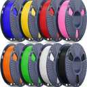 JAYO PETG Filament 1.75mm Bundle 2KG, Strong Toughness PETG 3D Printer Filament, Accuracy +/- 0.02 mm, Fits for Most FDM 3D Printers (Black, White, Green, Red, Blue, Orange, Yellow, Pink)