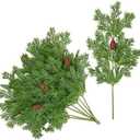 Wsorik 4Pcs Realistic Norfolk Pine Branches -18Inch Artificial Real Touch Christmas Pine Stems Picks Greenery Fake Cedar Pine Branch for Vase DIY Crafts, Xmas Indoor Outdoor Home Decor