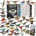 BIWASE Dinosaur Toys for Kids 3-5 5-7, 50 pcs Realistic Dinosaurs with Book & Dinosaurs Learning Cards - Educational Small Dinosaur Figures for Party Favors Gifts, Boys and Girl 8-12 Year Old