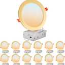 DLLT LED Recessed Ceiling Lights: 12 Pack 6 Inch 5CCT Ultra-Thin Lighting with Junction Box for Bedroom - 1200LM Brightness 12W Eqv 110W Dimmable Canless Wafer Downlight with ETL&FCC-G