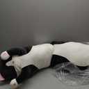 Cute Cat Plush Long Body Pillow  Soft Cartoon Stuffed Animal Doll, Kawaii Cat Plushie Cuddle Toy for Kids, Girls & Girlfriend (Black, 59 Inch)