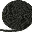 BEL AVENIR 6mm 16Yards Twisted Cord Rope Trim Craft Decorative Nylon Rope Handmade Cording for Sewing Crafts Upholstery Home Dcor (Black)