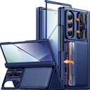 CENMASO for Samsung Galaxy Z Fold 7 Case with Card Holder [RFID Blocking] Camera Cover, Hinge Protection, Hidden Kickstand, Screen Protector, Slim Shockproof Phone Case for Galaxy Z Fold 7-Blue