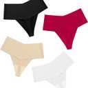 DEANGELMON Women Seamless Thongs No Show Thong Underwear Workout Panties High Waist Tanga Multiple Pack, Small