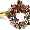 Legigo Set of 12 Christmas Wreath Napkin Rings Set- Metal Xmas Napkin Ring Holders for Cloth Napkins, Christmas Holiday Party Dinner Table Decoration