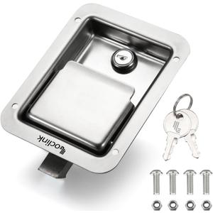 Truck Tool Box Lock Replacement kit, Stainless Steel Locking Paddle Latch for Truck Bed Toolbox Handle, Trailer Door, RV, Camper, ATV, UTV, 5.85" L x 4.25" W with Keys