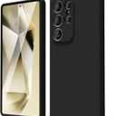 Oakxco for Samsung Galaxy S25 Ultra Case Silicone, Thin Slim Grip Soft Rubber Gel Protective Phone Case for Women, Matte Plain Solid Color Aesthetic Cute Girly Case with Camera Cover, Black