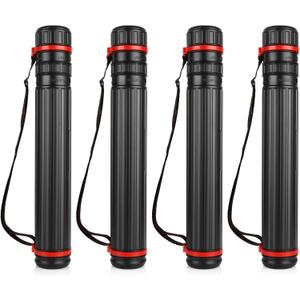 DAJAVE 4 Pack Extendable Poster Tubes, Expand from 17 to 28 Inch, Poster Tube with Strap, Black Telescoping Art Drafting Tube, Round Poster Holder Tube for Carrying Artworks Scrolls Blueprint