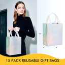 RACETOP 15 Pcs Iridescent Glossy Gift Bags Medium Size, 8x4x10 Inch Holographic Reusable Gift Bags with Handles, Ideal for Birthday, Wedding, Bachelorette, Party Favors, Holiday Goodie