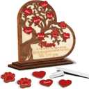 Mothers Day Gift for Mom Grandma Love Grows Here Family Tree Plaque Wall Decor Wooden DIY Names, Birthday Mom Gift from Daughter Son Grandkids, Frame Family Sign with Pet Dog Cat Name HF350 (10L" x 10W")