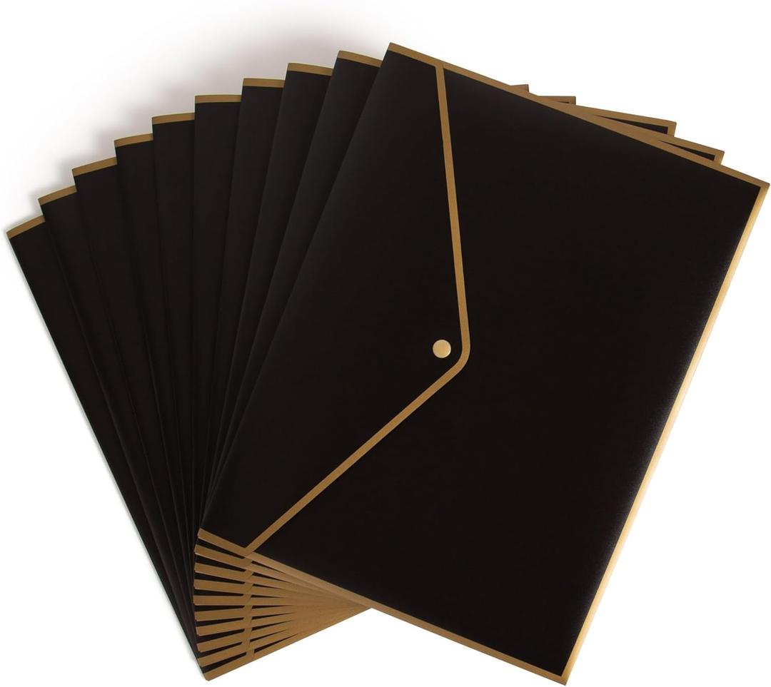 U Brands Black and Gold Poly Document Holder, 10 Count
