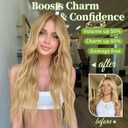 KooKaStyle Invisible Wire Hair Extensions with Transparent Wire Adjustable Size Long Wavy Synthetic Hairpiece Golden Blonde 20 Inch with 4 Secure Clips for Women