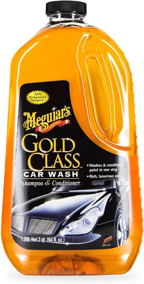 Meguiar's Gold Class Car Wash – Premium Foaming Auto Wash Soap, High Gloss Finish, Safe for Clear Coats, Deep Cleans without Removing Waxes, Car Detailing Supplies for Cars, Trucks & SUVs – 64 Oz