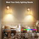 Frideko Rattan Rechargeable Wall Sconces Set of Two with Remote, RGB 15 Colors Dimmable Battery Operated Wall Lights, Indoor Wireless Wall Lamp with 3 Timer, Farmhouse Boho Sconce Light for Bedroom