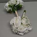 Wedding Bridesmaid Bouquets Set of 2, Artificial Silk Flowers Arrangement for Ceremony Marriage Proposal Party Anniversary Decorations - White