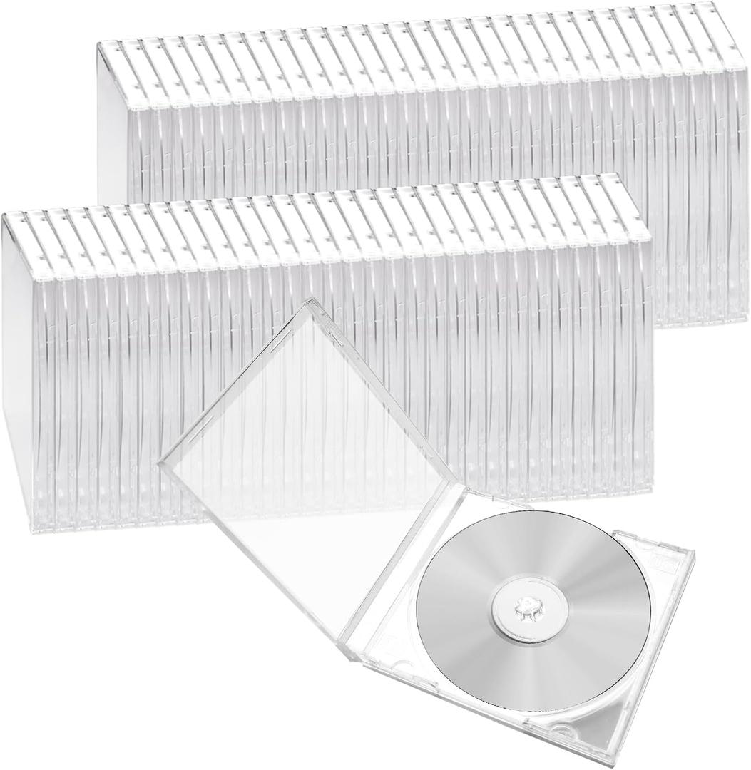 60 Pieces Plastic CD Jewel Case for Storage, 10.4 mm Single DVD Disc Case Clear Standard CD DVD Protection Cover