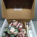 Ling's moment Wedding Artificial Flowers Package, Bridal Bouquet, Bridesmaid Bouquets, Boutonniere for Men, Rose Petals.Dusty Rose Muave