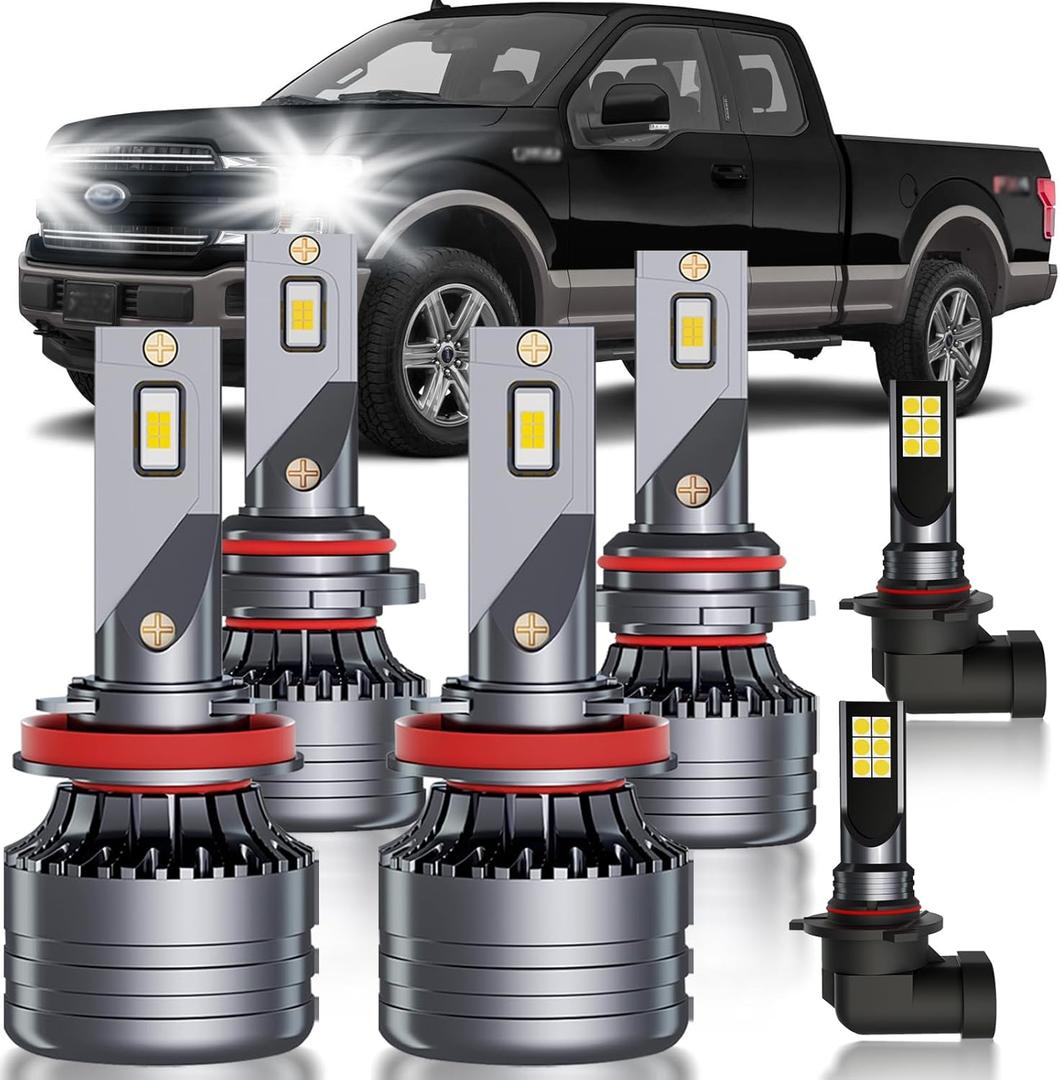 for Ford F150 2015-2023 Fog Lights Bulbs Combo, 6pcs Super Bright White Multi Beam and Fog Lights Blubs Package