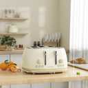 Toaster 4 Slice,Retro Stainless Steel Toaster with Extra Wide Slots Cancel, Bagel, Defrost Function, Dual Independent Control Panel, Removable Crumb Tray and High Lift Lever (Beige)