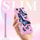 2 x Clear Case Compatible with iPhone 13, Cute Butterfly Print Protective Cover for Girls Women, Slim Soft TPU Four Corners Shockproof Case for iPhone 13 - Blue Butterfly