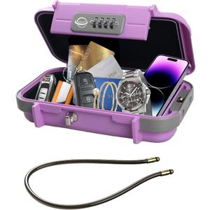 Portable Safe Box,Combination Safe with Removable Cable,Set Your Own Combination,For Travel,Family and Outdoor Camping Activities Pink