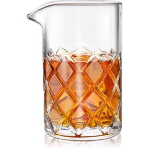 LIGHTEN LIFE Cocktail Mixing Glass, 20 oz Crystal Mixing Glass Beaker, Old Fashioned Bar Stirring Glass - Extra Thick Weighted Base Ultra for Martini, Manhattan