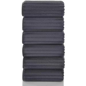 ZVH Hand Towels for Bathroom 6pcs 14X29.5inch,Quick Dry Microfiber,Super Soft,Hand Towels with Hanging Loops for Spa,Kitchen,Hotel (Dark Grey, Set of 6)