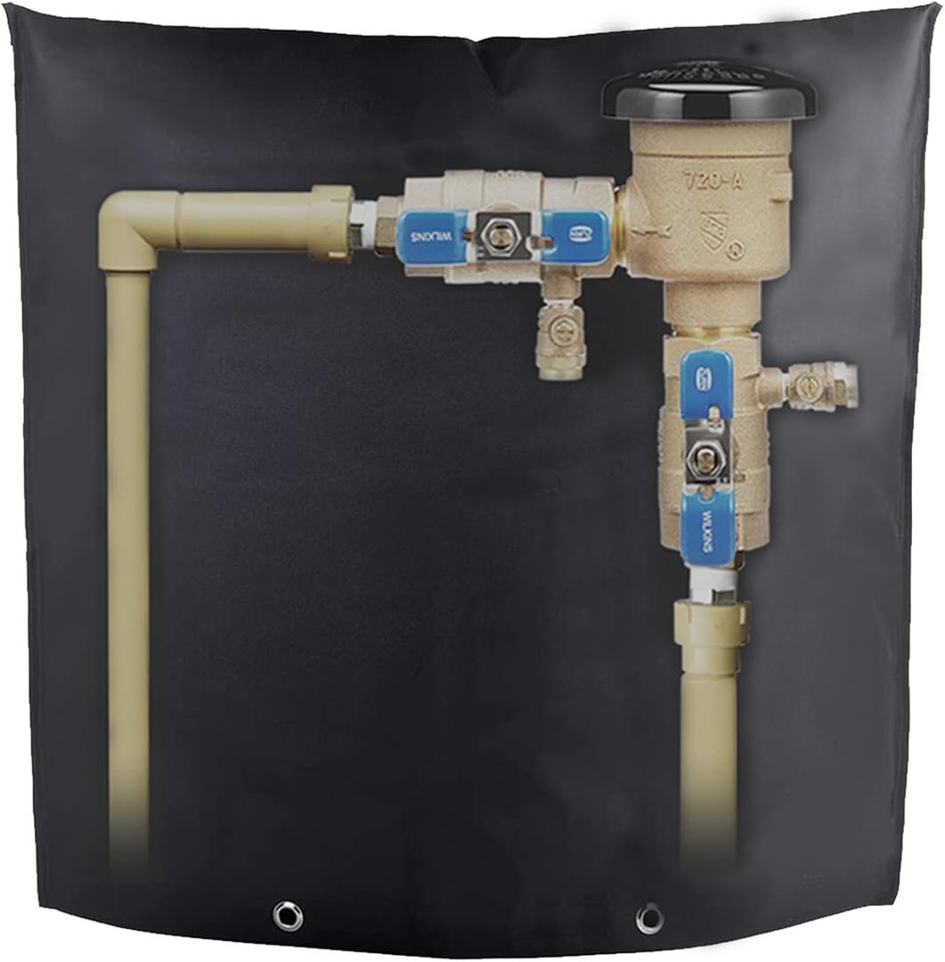 Backflow Preventer Cover Insulation Protection Pouch Winter Pipe Insulation Irrigation Valve Box Cover Sprinkler Valve Cover Backflow Valve Cover Well Pump Cover (24''W24''H Black)