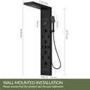 Black Shower Panel Tower System Stainless Steel LED Rainfall Waterfall Shower Head 5-Function Faucet Rain Massage System Wall Mount with 8 Body Jets, Handheld, and Tub Spout