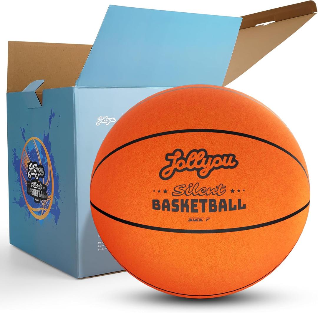 Silent Basketball Size 7 (29.5"), Airless Indoor Basketball for Quiet Dribbling Training, High-Bounce Foam Ball in Gift Box, Non-Compressed Packaging