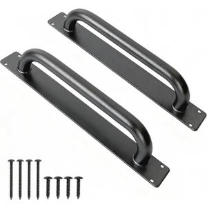 2 Pack 12 Inch Heavy Duty Steel Barn Door Handles Black, Metal Power Coated Modern Gate Pulls for Outdoor Fence Garden Patio, Interior Closet Cabinets Door Pulls