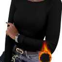 WIHOLL Long Sleeve Thermal Shirt for Women Light Fleece Tops Spring 2025 Crew Neck Casual Basic T-Shirts, S