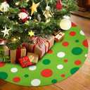 tetcuican Christmas Tree Skirt 48 Inch, Large Believe Christmas Decorations Tree Skirt, Red and Green Xmas Party Decorations Mat for Xmas New Year Festive Holiday Party Decorations Christmas Tree Skirt
