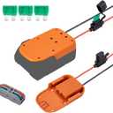 Power Wheel Adapter Compatible for Ridgid 18V li-ion Battery with Fuse & Wire terminals, Power Connector for Rc, 14 Gauge Robotics, Rc Truck, DIY, Fits for Ridgid L1815R B1820R L1830R (Orange)