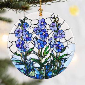 3 x Christmas Ornaments, 2.8in Ceramic Birth Flower Ornament, Xmas Decor, Christmas Tree Ornaments, Xmas Decorations for Tree, Holiday Ornament, Birth Flower Gifts, Gift Ideas, Gifts for Women - July