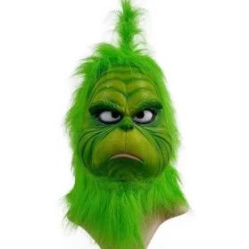 Green Monster Cosplay Latex Head Cover Mask, Halloween Christmas Costume Performance Latex Props, Adult, Unisex