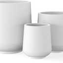 Kante 15.3"+11.6"+8.2" Dia Round Concrete Planter, Large Outdoor Indoor Planter Pots Containers with Drainage Holes and Rubber Plug for Home Garden Patio, Pure White