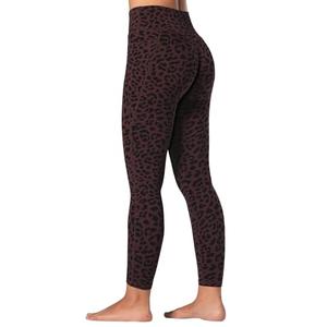 Sunzel Hidden Butt Scrunch Workout Leggings with Pockets for Women, High Waisted Gym Yoga Pants with Tummy Control 25" Inseam Leopard Chocolate Brown X-Large