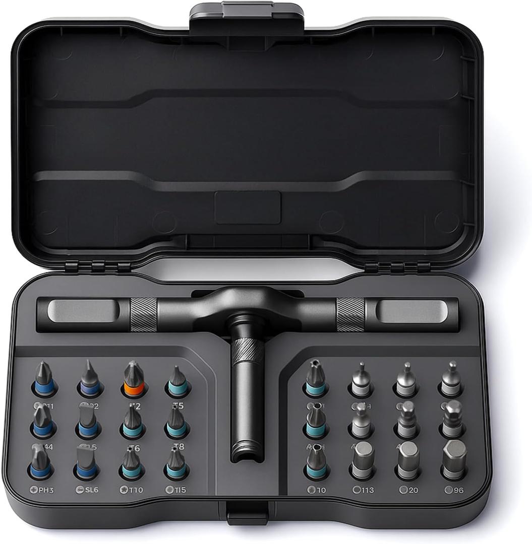 VMAN Ratchet Screwdriver Set, 24 in 1 magnetic Screwdriver sets, S2 Steel Bits, DIY Combination Flexible Shaft, Suitable for Furniture Assembly, Precision Electrical Appliance Repair, Bicycle Tools