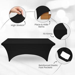 Utopia Kitchen 4FT Spandex Tablecloth [1 Pack, Black] 200 GSM Stretch, Fitted, Washable and Wrinkle Resistant Table Cloth Rectangle Cover for Trade Shows, Wedding, Parties [48Lx30Wx30H Inch]
