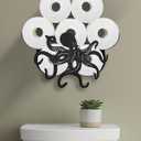 Octopus Toilet Paper Holder for Extra 8 Rolls, Funny Decorative Toilet Paper Storage Wall Mounted, Farmhouse Bathroom Animal Decor Accessoris Storage Cabinet (Graphite Black - Octopuses)