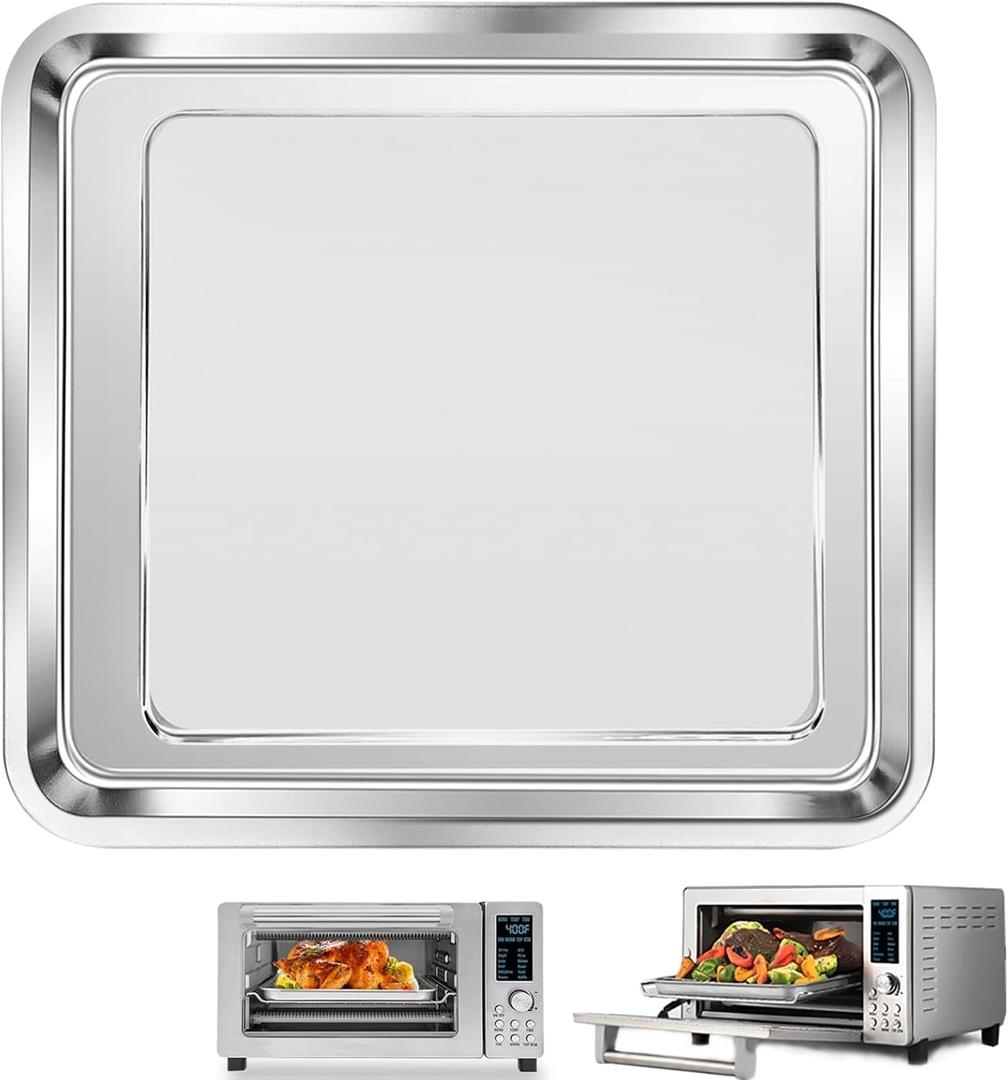 Air Fryer Baking Pan for Nuwave Bravo 12 in 1 21 Qt Air Fryer Toaster Oven, 11.2'' * 10.5'' Air Fryer Grill Pan Grill Plate Crisper Plate Rack Parts Accessories Tray, Steel