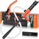Electric Fuel Transfer Pump Siphon Pump for Gas, Fuel, Diesel, Water Transfer 2.4 GPM Flow Oil Extractor -Easy to Use Hand Fuel Pump, Multi-Use Siphon Fuel Transfer PumpDeep Orange