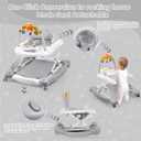 Baby Walker, 5 in 1 Baby Walkers for Boys Girls 6-12 Months, Foldable Walkers for Babies with Bouncer & Feeding Tray, Music, Adjustable Heights, Activity Walker for Infant