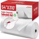 Plastic Table Cloth, 310 Ft X 54 in Disposable Tablecloth White Plastic Tablecloth with Any Cut Sliding Cutters Premium Table Cover Roll for Picnics, Parties, Birthdays, Weddings